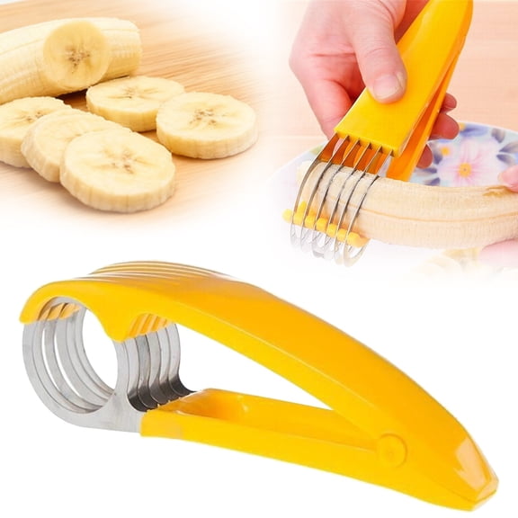 Uqiangy Stainless Steel Banana Chopper Cutter,Banana Slicer Cutter,Effortless Fruit Cutting Tool for Smoothies,Desserts,Snacks - Safe & Easy to Clean,Kitchen Tool