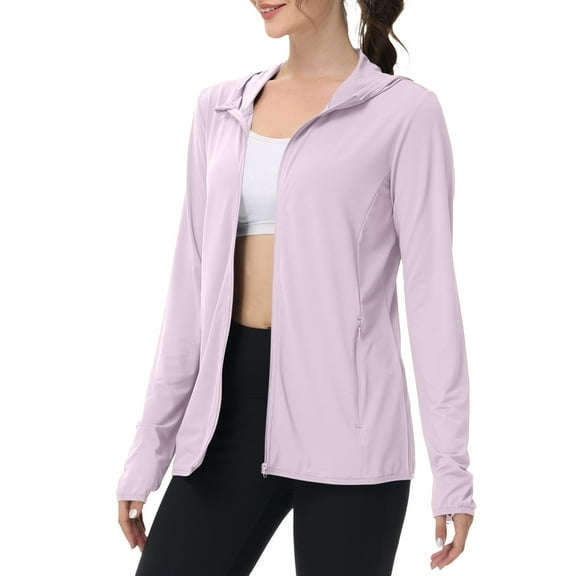 Uqiangy Stand Collar Full Zip Top Sun Protection Jacket Women Short Active Jacket Outdoor Jacket Women Short Long Sleeve Hiking Shirt Women Zip Up Workout Jacket Women Zip Top Pink 2XL