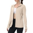 thumbnail image 1 of Uqiangy Stand Collar Full Zip Top Sun Protection Jacket Women Short Active Jacket Outdoor Jacket Women Short Long Sleeve Hiking Shirt Women Zip Up Workout Jacket Women Zip Top Beige L, 1 of 9