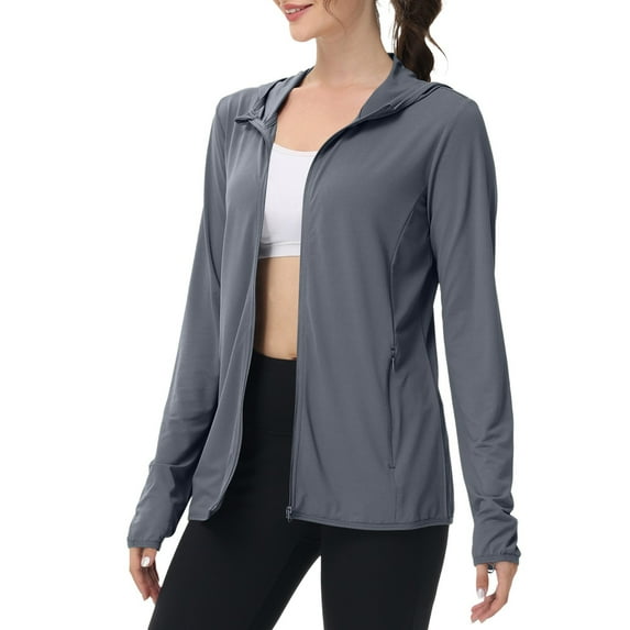 Uqiangy Stand Collar Full Zip Top Sun Protection Jacket Women Short Active Jacket Outdoor Jacket Women Short Long Sleeve Hiking Shirt Women Zip Up Workout Jacket Women Zip Top Dark Gray 4XL
