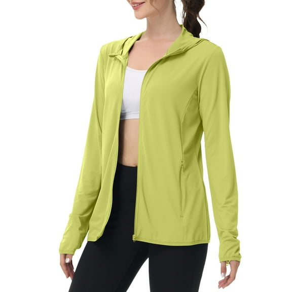 Uqiangy Stand Collar Full Zip Top Sun Protection Jacket Women Short Active Jacket Outdoor Jacket Women Short Long Sleeve Hiking Shirt Women Zip Up Workout Jacket Women Zip Top Yellow M