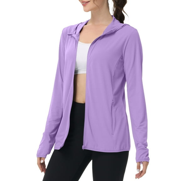 Uqiangy Stand Collar Full Zip Top Sun Protection Jacket Women Short Active Jacket Outdoor Jacket Women Short Long Sleeve Hiking Shirt Women Zip Up Workout Jacket Women Zip Top Purple 4XL