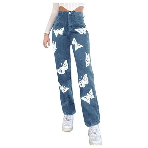 Uqiangy Stretch Jeans For Women Straight Leg Jeans For Women Baggy Jeans Women Baggy Jeans Plus Size Baggy Jean Baggy Jeans Plus Size Women Baggy Jeans For Women Plus Size Blue S