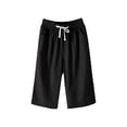 thumbnail image 1 of Uqiangy Waist Flowy Pants Womens Cropped Linen Pants Linen Capris For Women Women's Linen Wide Leg Capri Pants Flowy Capris For Women Cropped Linen Pants Women Linen Pants Women Plus Size Black M, 1 of 5