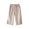 thumbnail image 1 of Uqiangy Waist Flowy Pants Womens Cropped Linen Pants Linen Capris For Women Women's Linen Wide Leg Capri Pants Flowy Capris For Women Cropped Linen Pants Women Linen Pants Women Plus Size Beige L, 1 of 4