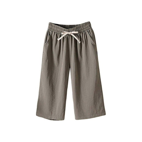 Uqiangy Waist Flowy Pants Womens Cropped Linen Pants Linen Capris For Women Women's Linen Wide Leg Capri Pants Flowy Capris For Women Cropped Linen Pants Women Linen Pants Women Plus Size Green XL