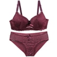 thumbnail image 1 of Uqiangy Wireless Pushup Bra for Women Comfortable Bras for Women Women's Lace Underwear Sets Bra Lace Womens Tops Sleep Bras for Women Bras for Women No Underwire Push Up Wine 100B, 1 of 4