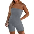 thumbnail image 1 of Uqiangy Women's Strapless Unitard Bodysuit One Piece Sleeveless Short Rompers Jumpsuit Bodycon Tank Top Outfits Tube Top Jumpsuit for Women Strapless Romper Jumpsuit Pants Outfit Gray XL, 1 of 9