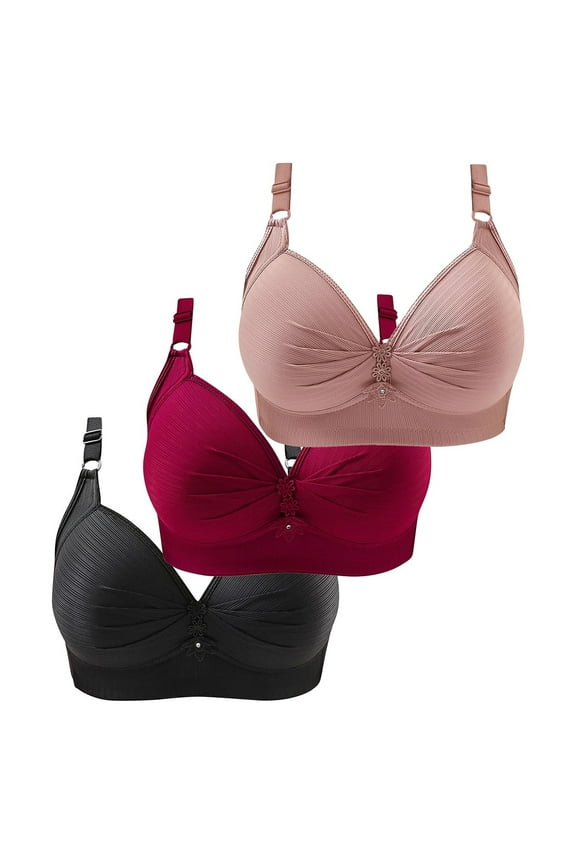 Womens Bras No Underwire Full Support No Wire Bras for Women Breathable Anti Sagging Breast Bras Bralettes for Women Underwear Bras Padded Bras for Women Small Breast Pink 5XL/50