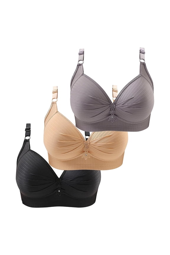Womens Bras No Underwire Full Support No Wire Bras for Women Breathable Anti Sagging Breast Bras Bralettes for Women Underwear Bras Padded Bras for Women Small Breast Clear M/38