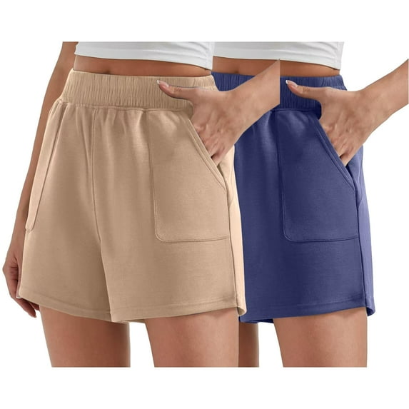 Uqiangy Womens Sweat Shorts Drawstring Shorts Women Womens Cotton Shorts Comfy Shorts for Women Women's Sweat Shorts With Pockets Blue XL