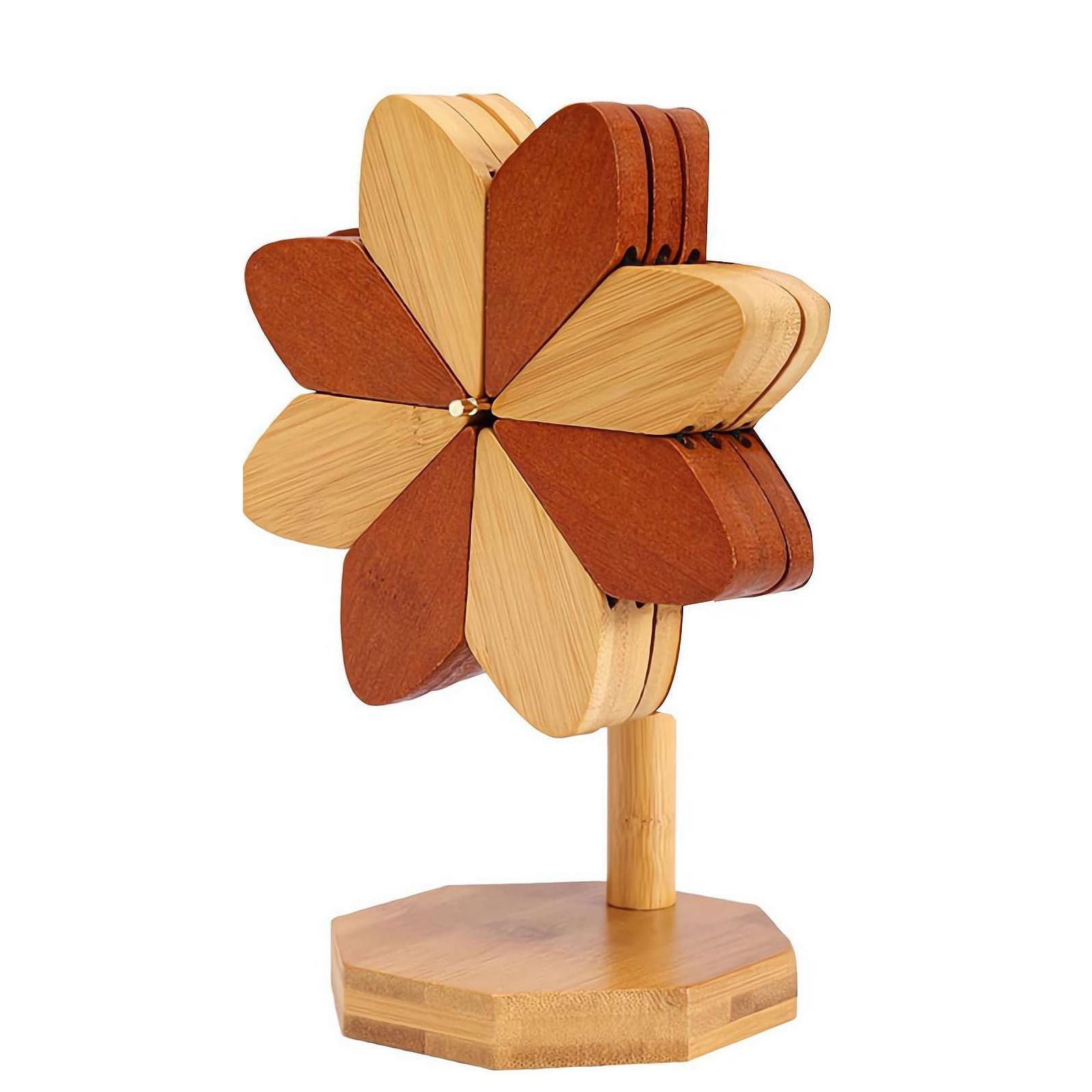 UTALIND 6-Piece Wooden Trivet Set - 6.2 Inch Round Pot Holders, Natural Wood, Heat Resistant - View #8