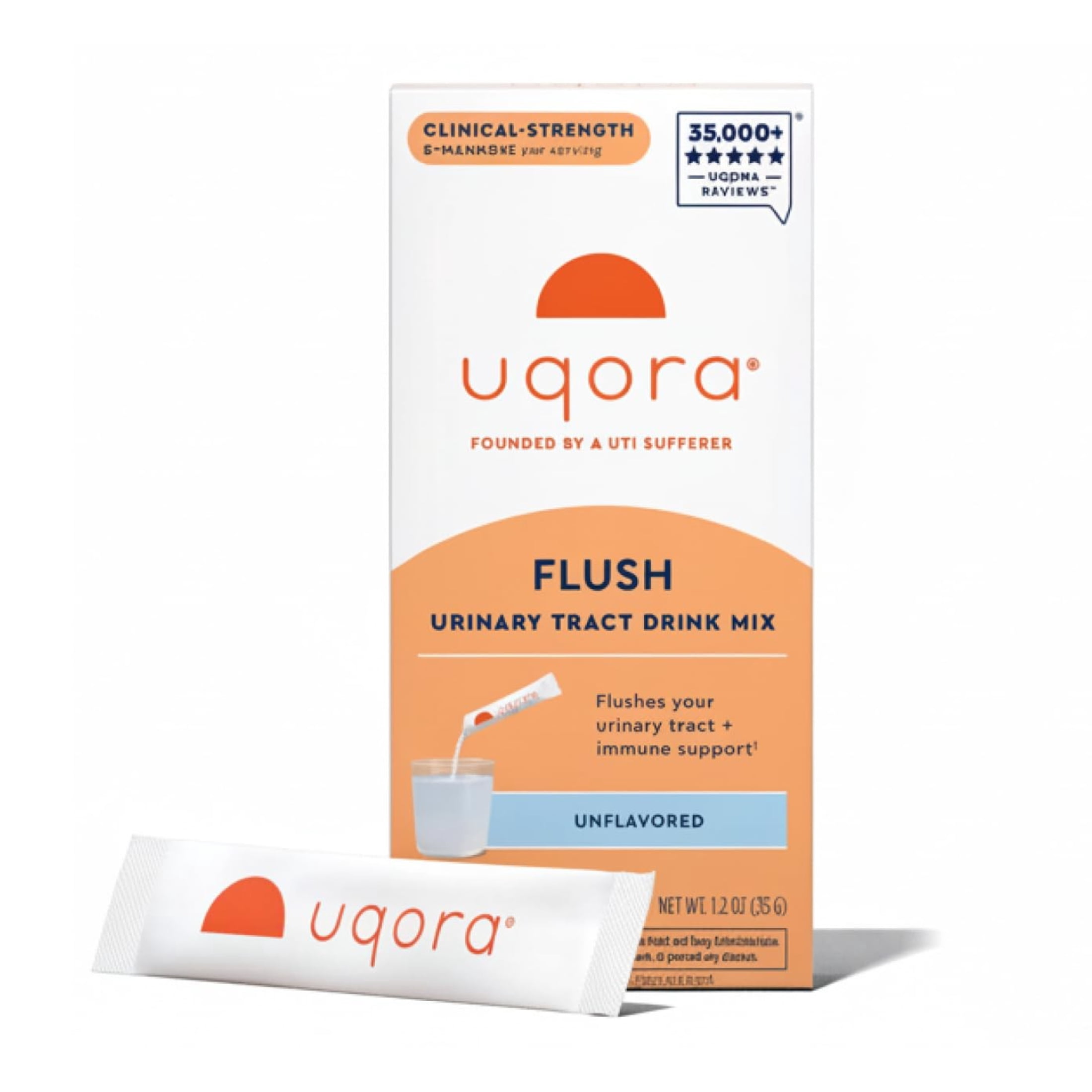 Uqora Flush - Urinary Tract* with D-Mannose, Vitamin C, Vitamin B6, Potassium, Magnesium & Calcium - Gluten-Free & Vegan - Unflavored - 10 Packets (1 Pack)