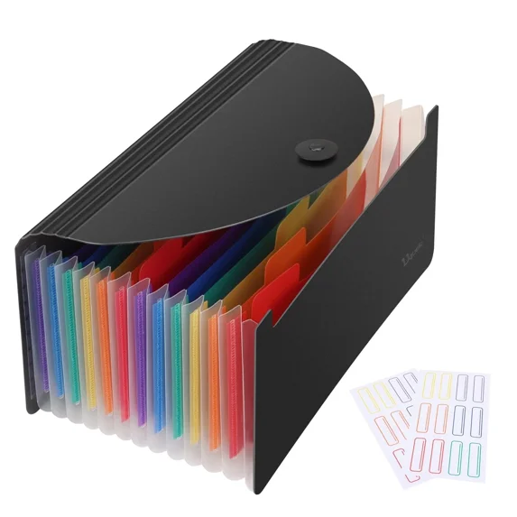 Uquelic Desk Stand Receipt Folder - 13 Pockets Expanding Coupons Storage/Rain...