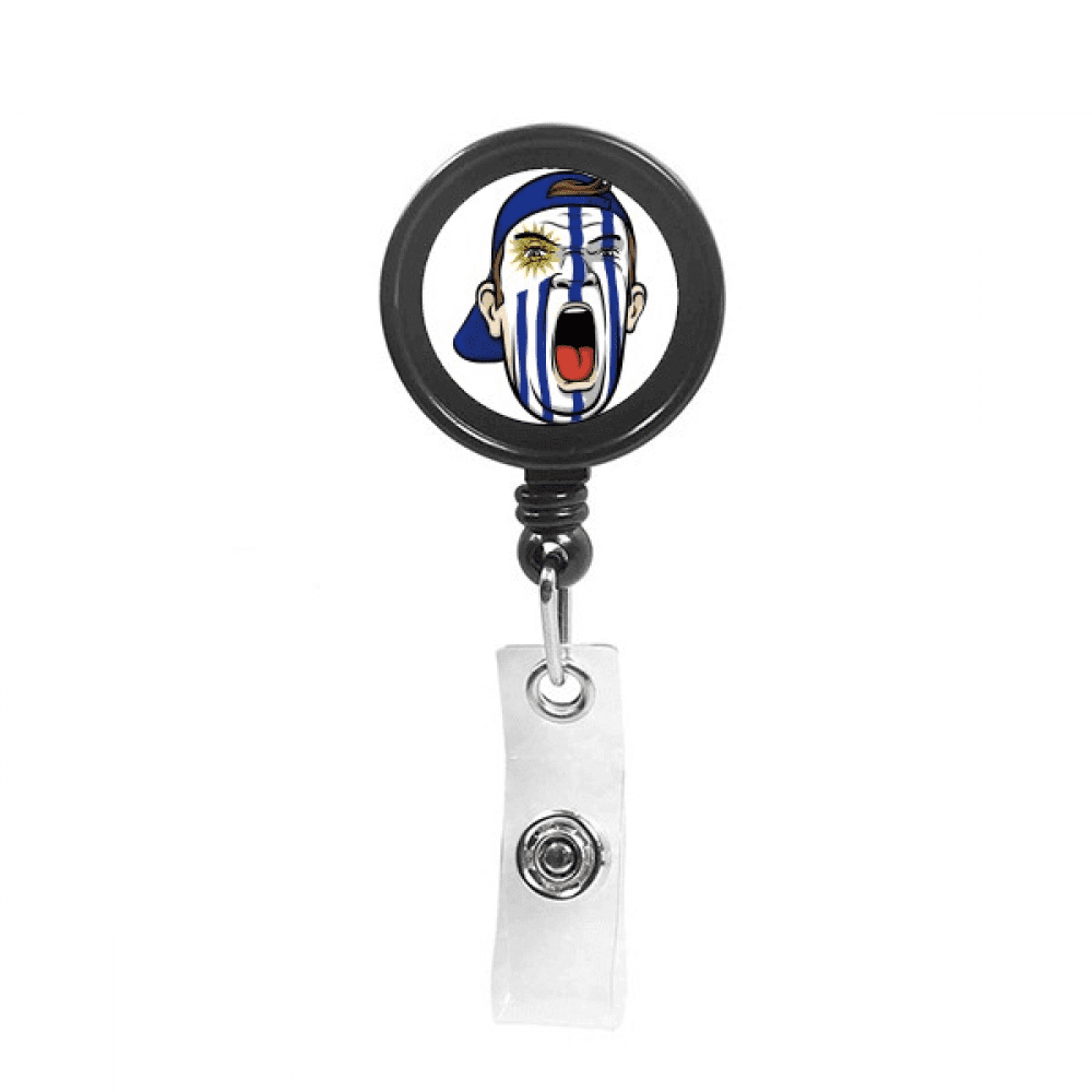 Uraguay Flag Facial Makeup Head Cap Retractable Keychain Badge Holder ID Badge