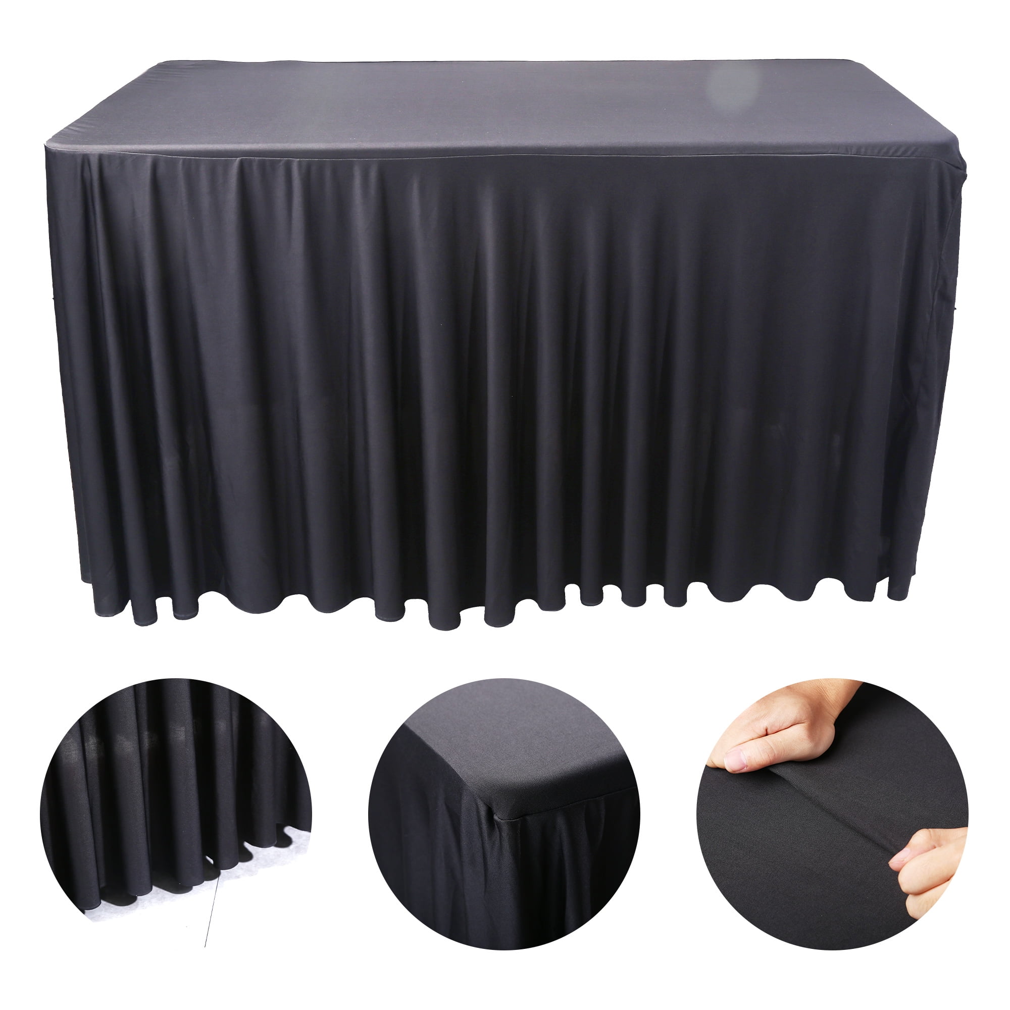 Uralili 4/6/8ft Universal Stretch Spandex Table Cloth for Rectangle