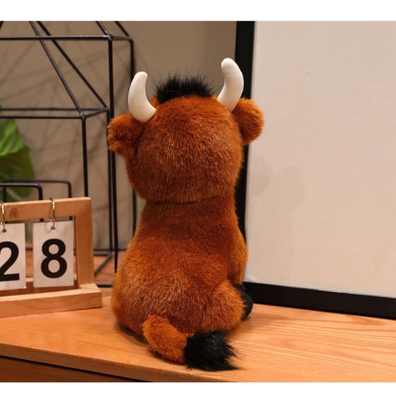 Uranda Bull Stuffed Animal, Cute Fluffy Cow Stuffed Animal, Soft Longhorn Cow Plush Gifts for Kids Baby Girls Boys Coffee