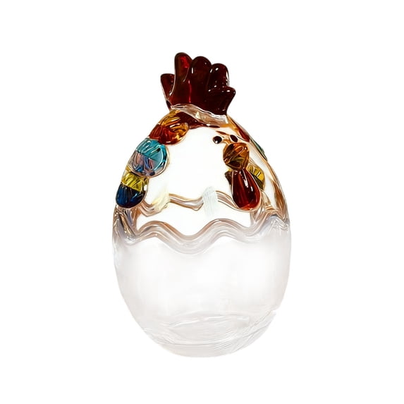 Uranda Glass Rooster on Nest Candy Dish with Lid, Retro Decorative Bowl Home Decor, Covered Candy Bowl 5.12*3.15 Inch A