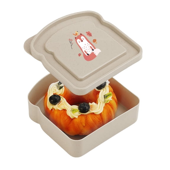 Uranda Reusable Sandwich Containers, Plastic Toast-Shaped Food Storage Box with Lid for Snacks, Fruit, and Meals Ideal, BPA-Free, Microwave and Dishwasher Safe Beige