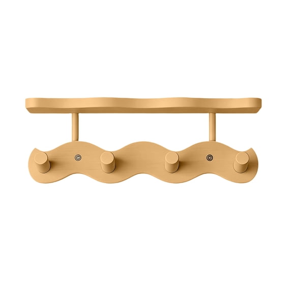 Uranda Wall-Mounted Coat Rack with Shelf，Wooden Coat Hanger with 4 Sturdy Hooks，for Hanging Clothes,Hats,Towels,Bags and Robes Khaki