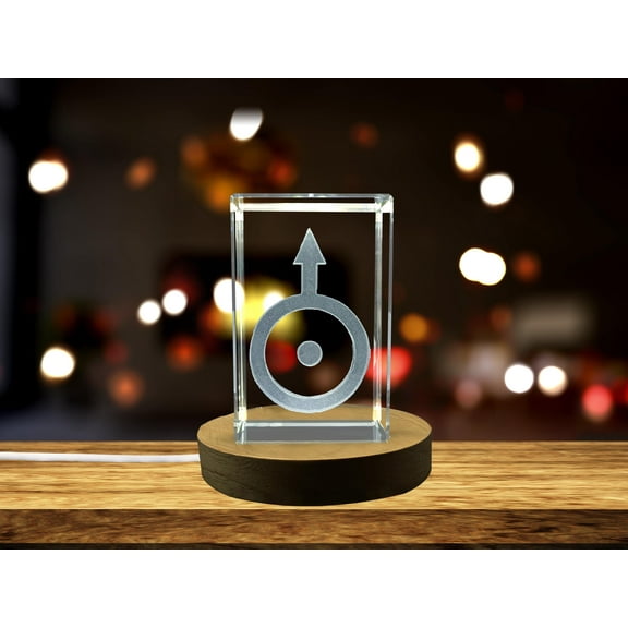 Uranus Symbol 3D Engraved Crystal Gift - Celestial Decor