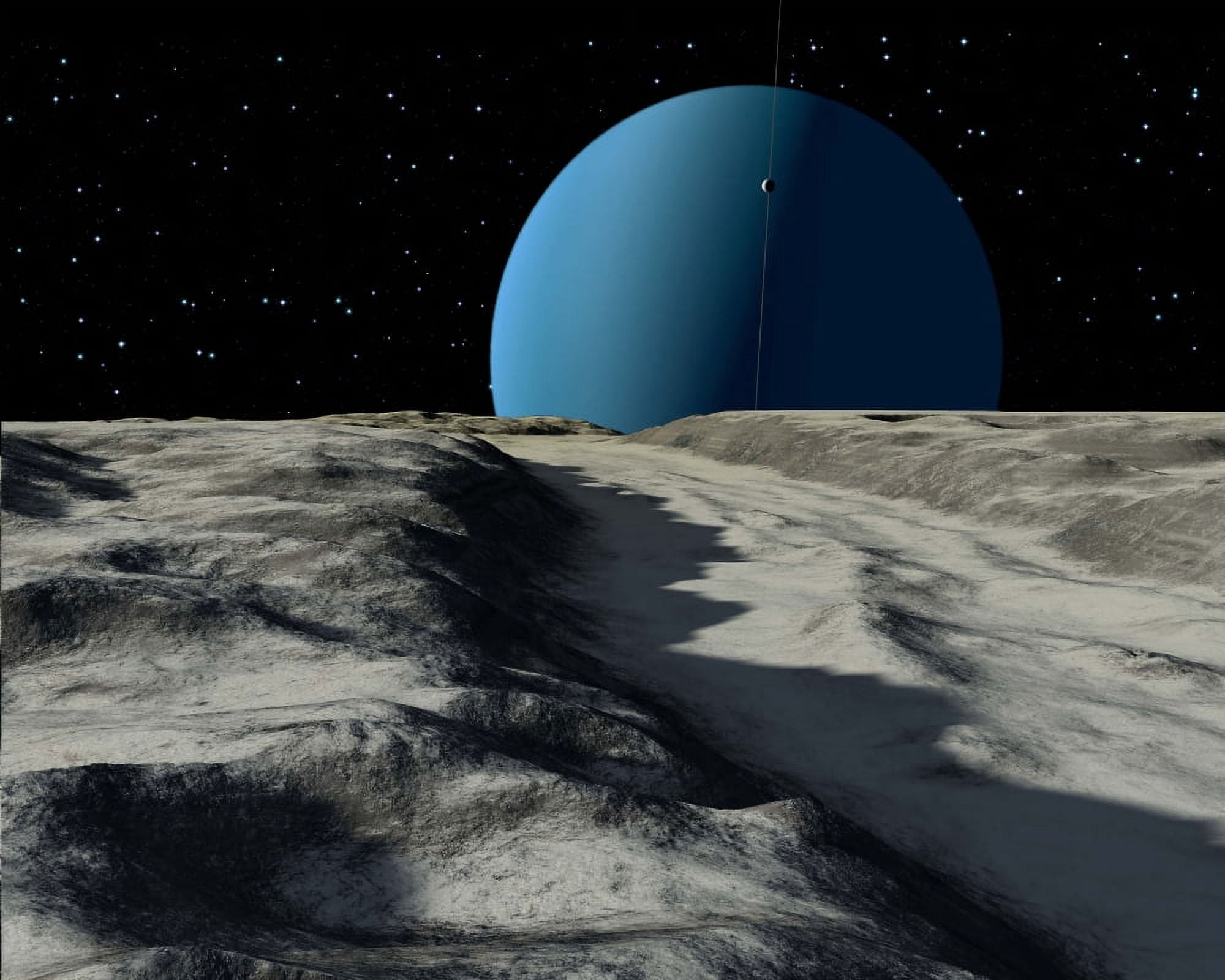 Uranus seen from the surface of its moon Ariel Canvas Art - Ron MillerStocktrek Images (32 x 25)
