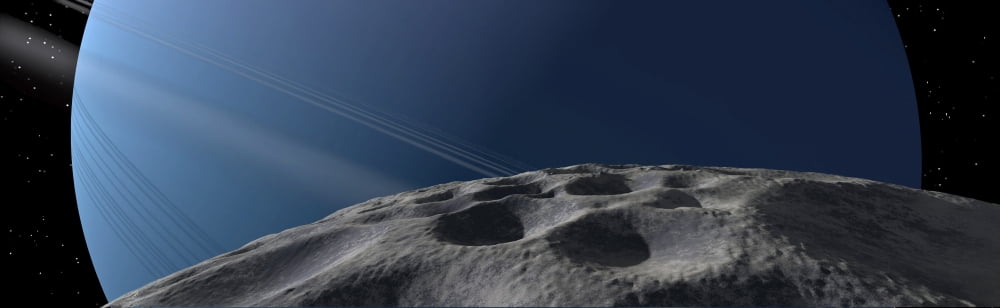 Uranus seen from the surface of its moon Cordelia Canvas Art - Ron MillerStocktrek Images (51 x 16)