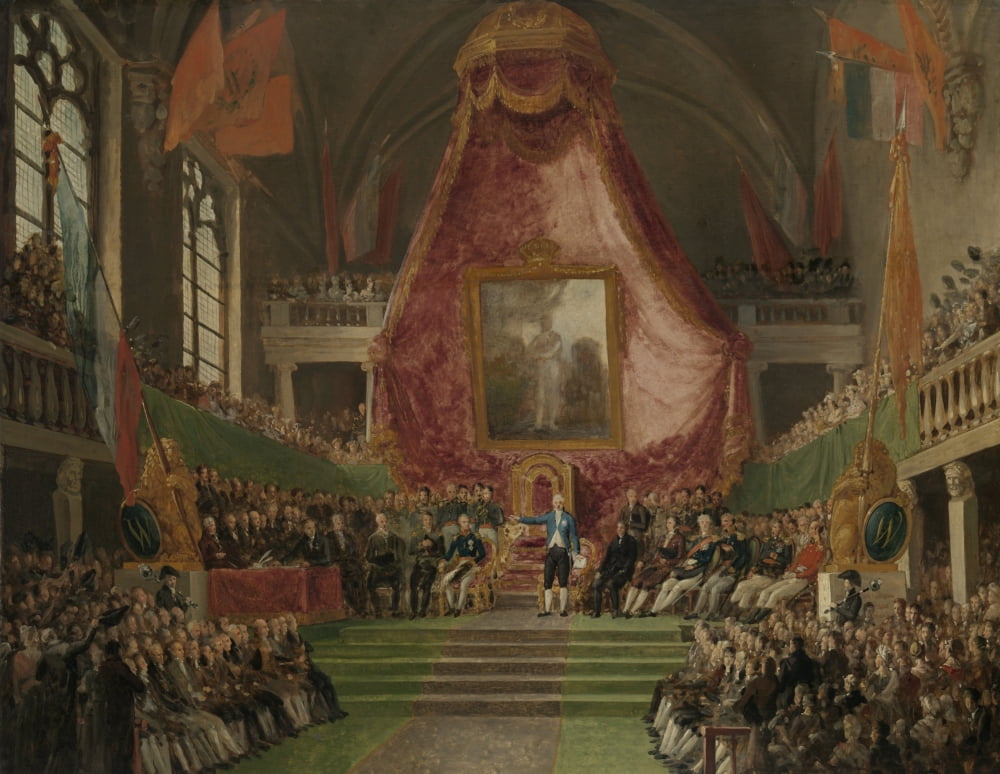 Uration Of University Of Ghent By The Prince Of Orange In The Throne Room Of The Town Hall On Oct 9 Canvas Art - (36 x 24)