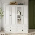 UrbEleg Wardrobe Armoire Closet with Mirror & Drawers, Modern White