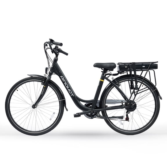Urba 36V Class 2 700C Electric Commuter E-Bike for Adults, 250W Motor, Shimano 7-Speed, Rear Rack, Black