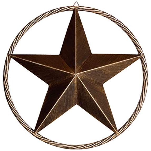 Urbalabs 12" Metal Barn Star Western Decor Twisted Rope Ring Rustic Wall Decor Texas Lone Star