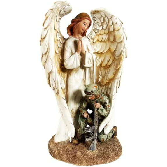 Urbalabs Army Air Force and Navy Fallen Soldier Battlefield Cross Statue Rustic Home Decor Man Cave Office Bedroom Living Room Decor Military Support (Soldier)