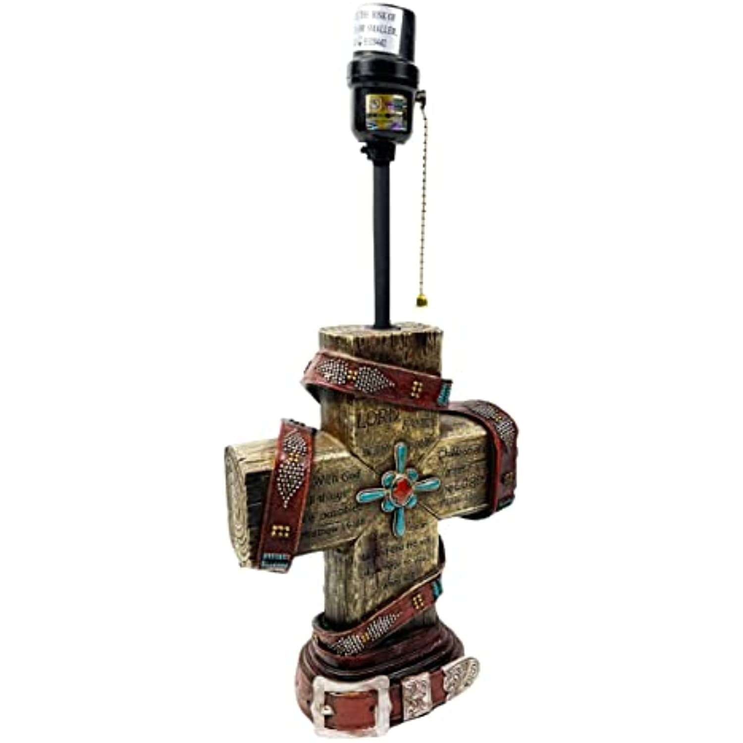 Urbalabs Bible Verses Religious Faith Hope Love Christian Scripture Rustic Home Decor Table Lamp Farmhouse Nightstands Living Room End Tables Lamps for Bedrooms (Cross Lamp Only)