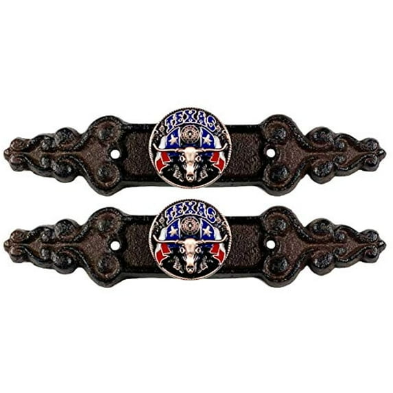 Urbalabs Cast Iron Texas Longhorn Concho Knobs Kitchen Cabinet Handles and Drawer Pulls Antique Country Home Rustic Decor Farmhouse Cabinet Handle Western Dresser Pulls
