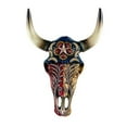 thumbnail image 1 of Urbalabs Longhorn Cow Skull and Horns Wall Sculpture Animal Western Wall Mount Cow Decor 8 In Wide Bull Statue Home Red White Blue Painted With Silver Pearls Accent (Texas Silver Pearl and Star), 1 of 7