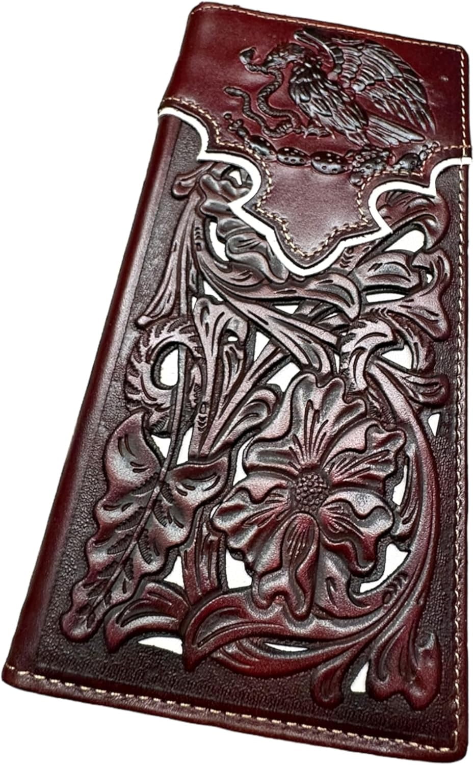 Urbalabs Mens Coat Of Arms Of Mexico Western Leather Long Wallet Floral ...