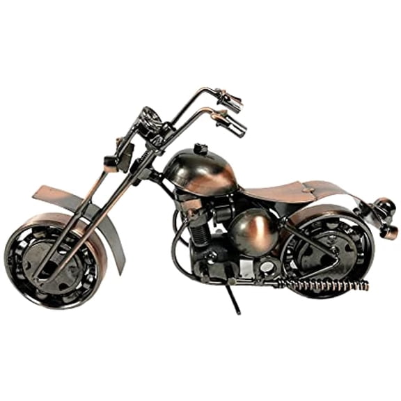 Urbalabs Nutrition Metal Motorcycle Industrial Biker Chopper Office Desk Sculpture 8 Inch Retro Recycled Metal Chopper Handmade Bolts Nuts Fat Boy Unique Man Cave Art Decor Bike Chain (M13 Copper)