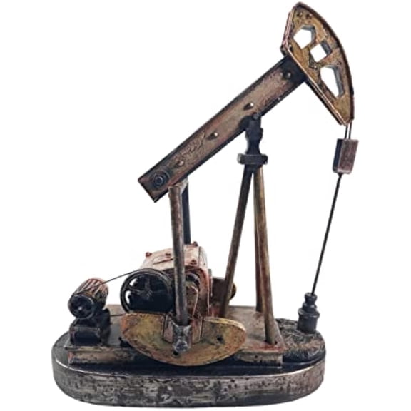 Urbalabs Oil Derricks Vintage Office Desk Statues Nodding Donkey Pumpjack Oilfield Memorabilia Derrick Small Oil Rig Recycler Sculpture Green, Cream, Teal Pumpjack Oil Rig Presents (Big Boy)