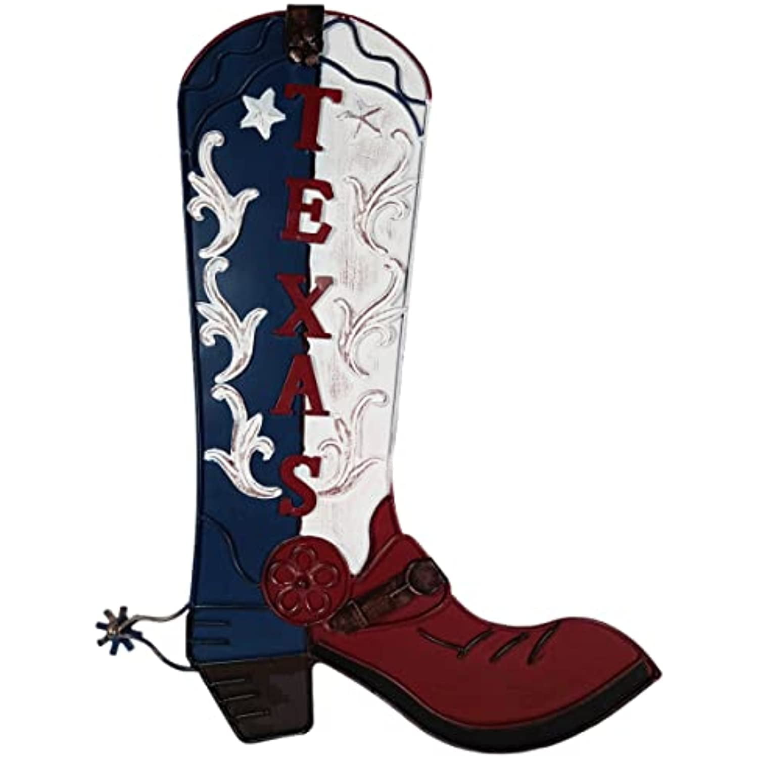 Urbalabs Texas Metal Boot Outdoor Wall Decor Barn Star Western