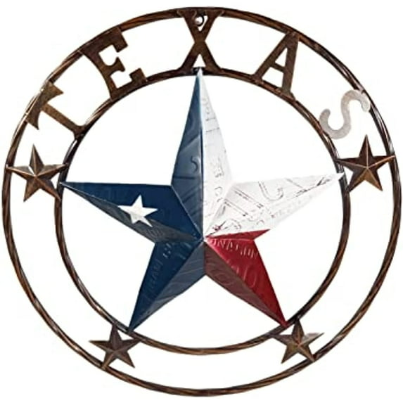 Urbalabs Texas Metal Star 24 Inch Texas Loan Star Twisted Rope Rustic Barn Star Outdoor Wall Decor Barn Star Western Decor Western Stars Wall Decor Lonestar Decor (Texas Pride)