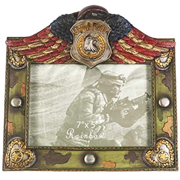 Urbalabs US ARMY Camo Picture Frame 7 x 5 Military Gifts Service Member Decor Photo Frame Wall Hanging or Standing 7x5 Picture Frames United States US Flag Military Picture Box (US Army 7 x 5)