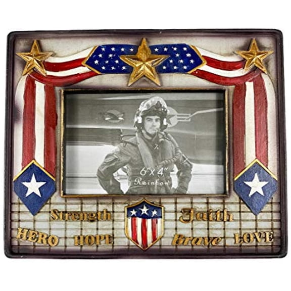 Urbalabs US Air Force Red White Blue Picture Frame 6 x 4 Military Gifts Service Member Decor Photo Frame Wall Hanging or Standing 6x4 Picture Frames US Flag Military Picture Box