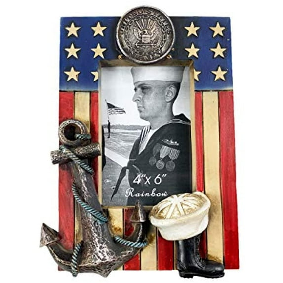 Urbalabs US Military Navy Picture Frame 4 x 6 Military Gifts Service Member Decor Photo Frame Wall Hanging or Standing 4x6 Picture Frames United States US Flag Military Picture Box