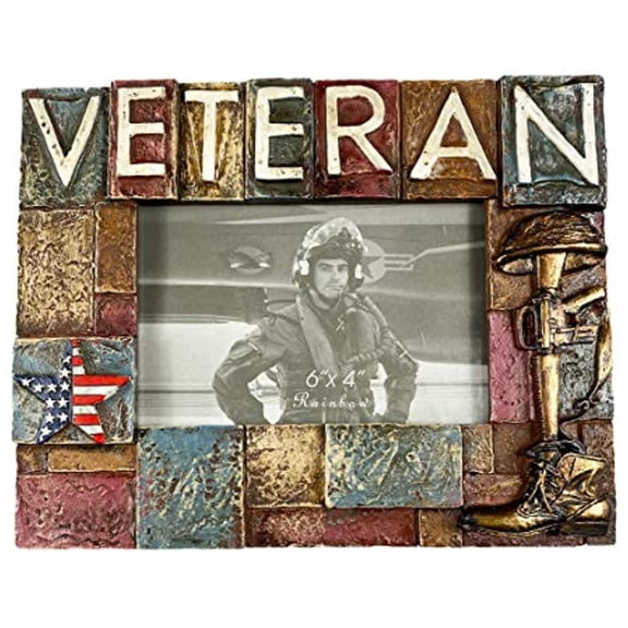 Urbalabs US Military Veteran Picture Frame 6 x 4 Military Gifts Service Member Decor Photo Frame Wall Hanging or Standing 6x4 Picture Frames US Flag Military Picture Box