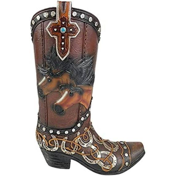 Urbalabs Western Cowboy Boot Flower Vase Horses and Horseshoes Decorative Cowboy Boots Home Office Rustic Decor Country Living Wedding Centerpiece