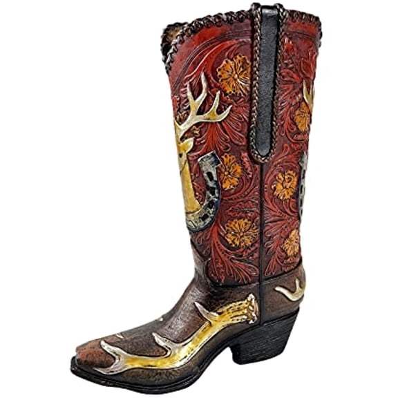 Urbalabs Cowboy Country Gold Poly-Resin Boot Tabletop Vases