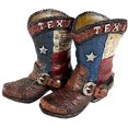 thumbnail image 1 of Urbalabs Western Cowboy Boot Texas Flag Toothpick Holder Vase Distressed Decorative Cowboy Boots with Spurs Home Office Rustic Decor Country Living Pen Holder for Desk, 1 of 7