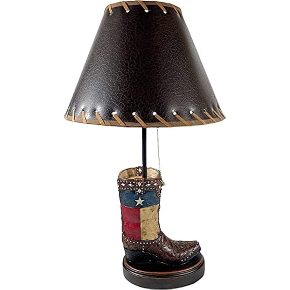 Urbalabs Western Cowboy Six Shooter Belt Cowboy Roper End Table Standing Table Lamp Nightstands Living Room End Tables Lamps for Bedrooms Office (Brown Pistol) (Texas Single Boot)