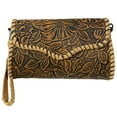 thumbnail image 1 of Floral Tooled Crossbody Leather Envelope Clutch Handbag, 1 of 11
