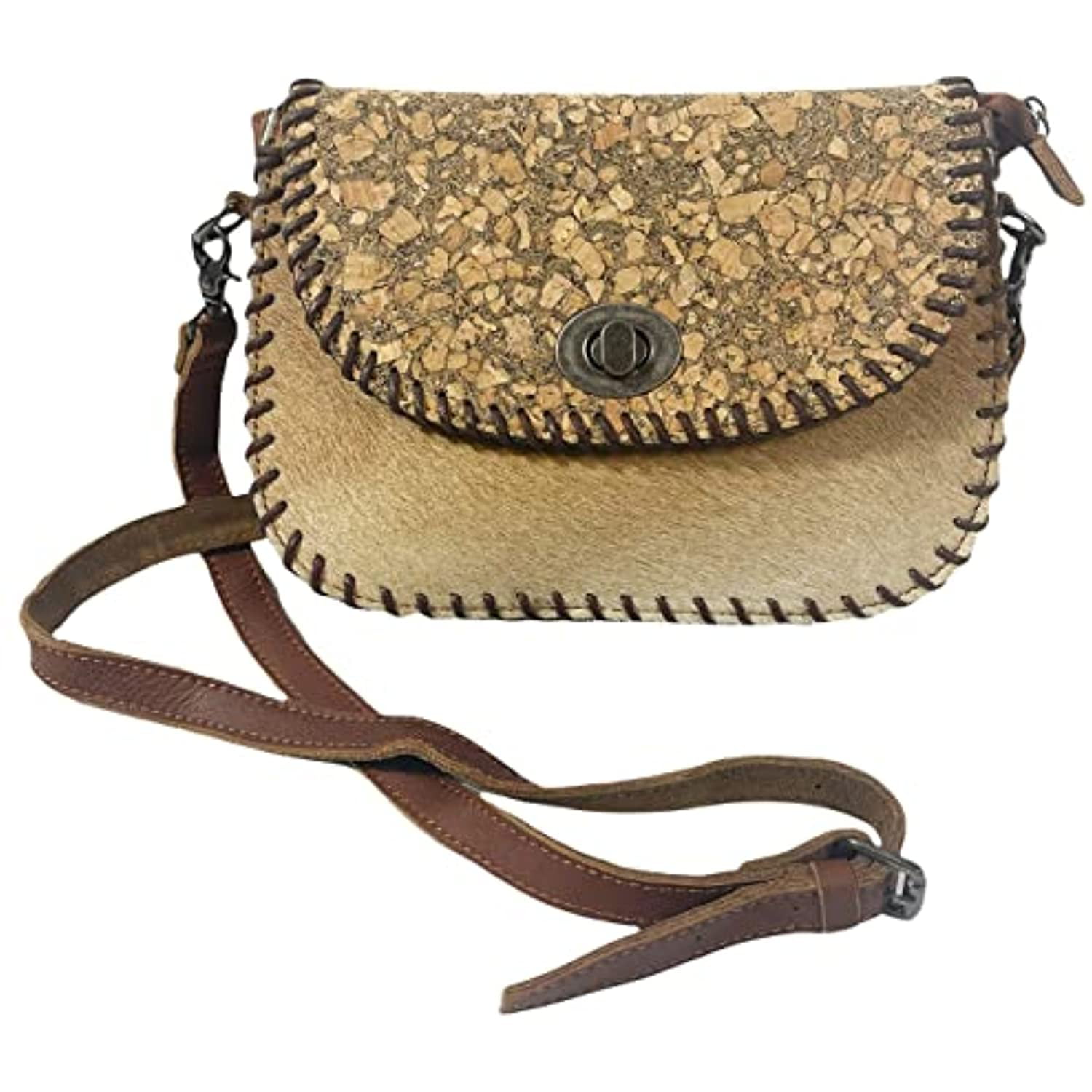Urbalabs Western Crossbody Purse Genuine CowHair Cork Flap Leather Handbag Tote Bag Women Zipper Hand Stitched Brown 0e130808 3f9e 4ec2 a55a 677fb2c5ec77.8a8b4f45931ebcb4e8937f05c6e74486